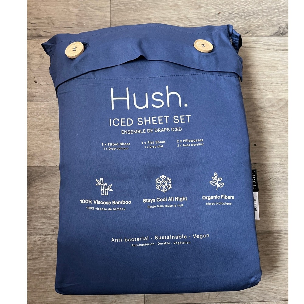 Hush Iced Sheet Set 100% Viscose Bamboo Cooling Bedding Navy Blue Double Full